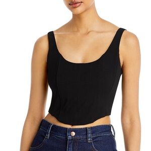 NWT AQUA Corset Top Smocked Back in Black Size XS